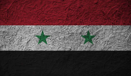 Syria flag with waving grunge texture. Vector background.