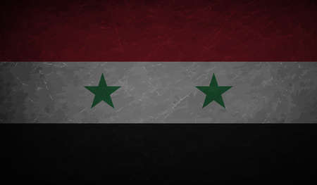 Syria flag with waving grunge texture. Vector background.のイラスト素材