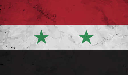 Syria flag with waving grunge texture. Vector background.のイラスト素材