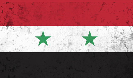 Syria flag with waving grunge texture. Vector background.のイラスト素材