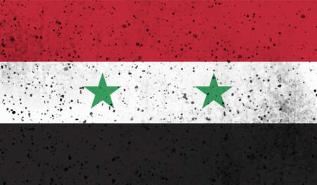 Syria flag with waving grunge texture. Vector background.のイラスト素材