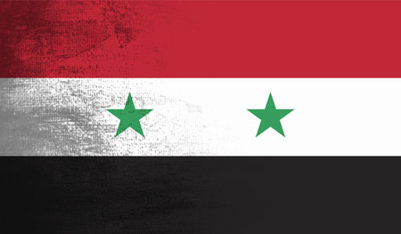 Syria flag with waving grunge texture. Vector background.のイラスト素材