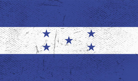 Honduras flag with waving grunge texture. Vector background.のイラスト素材