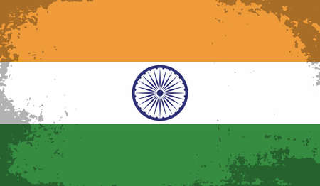 India flag with waving grunge texture. Vector background.のイラスト素材
