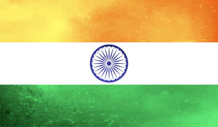 India flag with waving grunge texture. Vector background.のイラスト素材