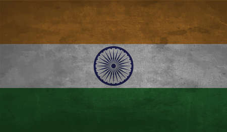India flag with waving grunge texture. Vector background.のイラスト素材