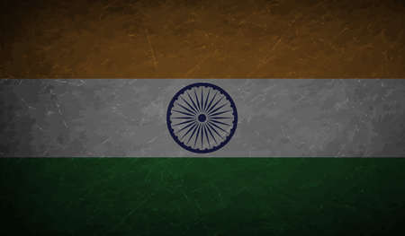 India flag with waving grunge texture. Vector background.のイラスト素材