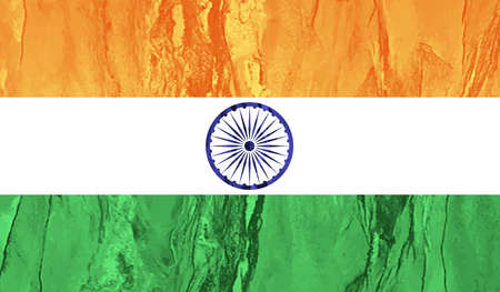 India flag with waving grunge texture. Vector background.