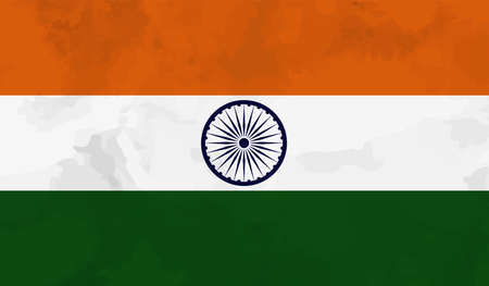 India flag with waving grunge texture. Vector background.のイラスト素材