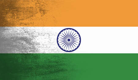 India flag with waving grunge texture. Vector background.のイラスト素材