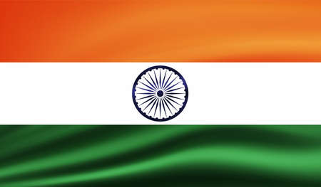 India flag with waving grunge texture. Vector background.のイラスト素材