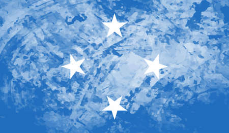 Flag of Federated States of Micronesia created in grunge paint styleのイラスト素材