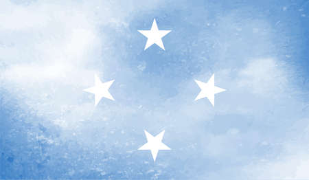 Flag of Federated States of Micronesia created in grunge paint styleのイラスト素材