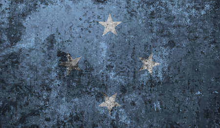 Flag of Federated States of Micronesia created in grunge paint styleの写真素材