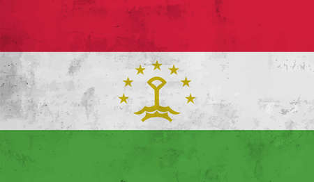 Tajikistan flag with waving grunge texture. Vector background.のイラスト素材