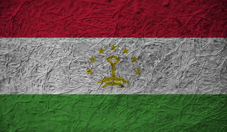 Tajikistan flag with waving grunge texture. Vector background.のイラスト素材