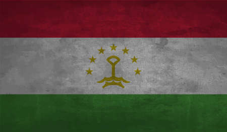 Tajikistan flag with waving grunge texture. Vector background.のイラスト素材