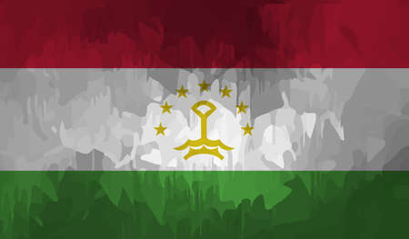 Tajikistan flag with waving grunge texture. Vector background.のイラスト素材
