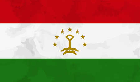 Tajikistan flag with waving grunge texture. Vector background.のイラスト素材