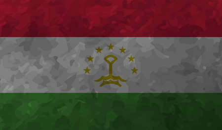 Tajikistan flag with waving grunge texture. Vector background.のイラスト素材