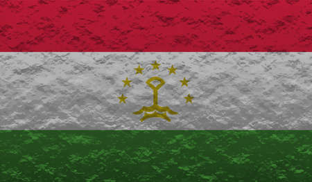 Tajikistan flag with waving grunge texture. Vector background.のイラスト素材