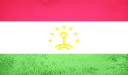 Tajikistan flag with waving grunge texture. Vector background.のイラスト素材