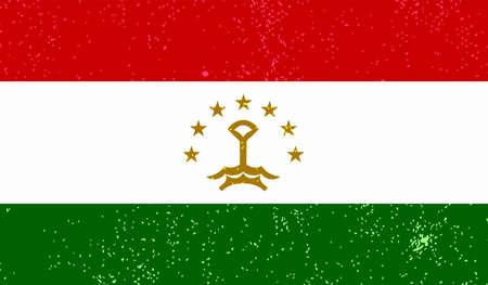 Tajikistan flag with waving grunge texture. Vector background.のイラスト素材