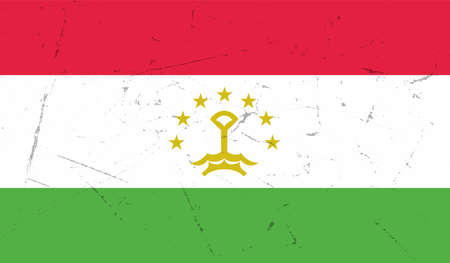 Tajikistan flag with waving grunge texture. Vector background.のイラスト素材