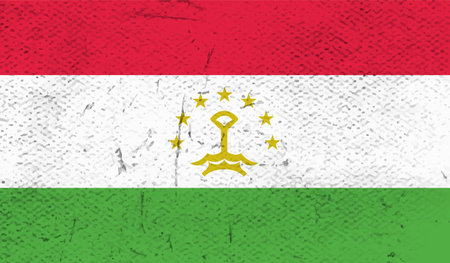 Tajikistan flag with waving grunge texture. Vector background.のイラスト素材