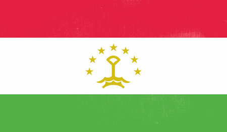 Tajikistan flag with waving grunge texture. Vector background.のイラスト素材