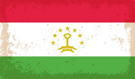 Tajikistan flag with waving grunge texture. Vector background.のイラスト素材