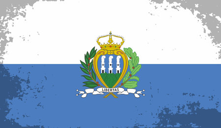 San Marino flag with waving grunge texture. Vector background.のイラスト素材