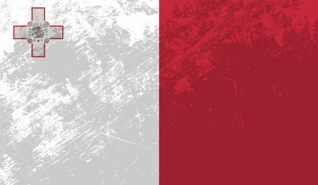 Malta flag with waving grunge texture. Vector background.のイラスト素材
