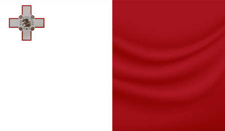 Malta flag with waving grunge texture. Vector background.のイラスト素材