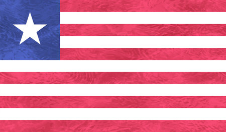 Republic of Liberia flag created in grunge paint styleのイラスト素材