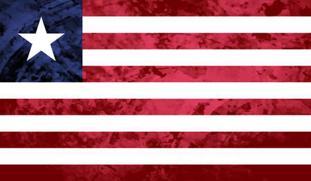 Republic of Liberia flag created in grunge paint styleのイラスト素材