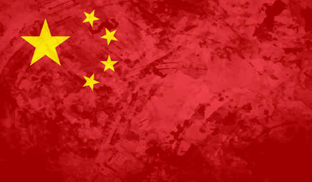 Grunge China flag textured background. Vector illustrationのイラスト素材