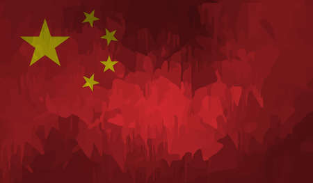 Grunge China flag textured background. Vector illustrationのイラスト素材