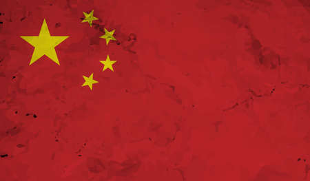 Grunge China flag textured background. Vector illustrationのイラスト素材