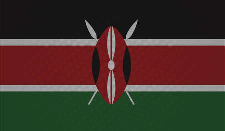 Horizontal Abstract Grunge Brushed Flag of Kenya on Transparent Grid. Vector Templateのイラスト素材