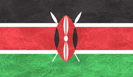 Horizontal Abstract Grunge Brushed Flag of Kenya on Transparent Grid. Vector Templateのイラスト素材
