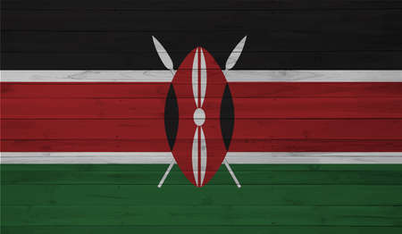 Horizontal Abstract Grunge Brushed Flag of Kenya on Transparent Grid. Vector Templateのイラスト素材