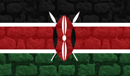 Horizontal Abstract Grunge Brushed Flag of Kenya on Transparent Grid. Vector Templateのイラスト素材