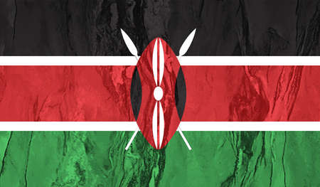 Horizontal Abstract Grunge Brushed Flag of Kenya on Transparent Grid. Vector Templateのイラスト素材