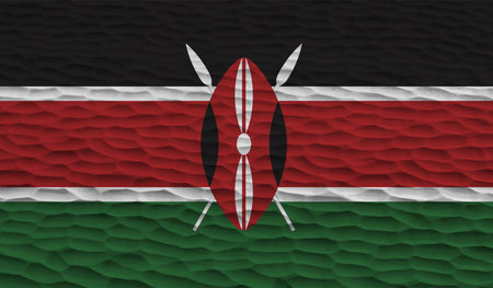 Horizontal Abstract Grunge Brushed Flag of Kenya on Transparent Grid. Vector Templateのイラスト素材