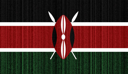 Horizontal Abstract Grunge Brushed Flag of Kenya on Transparent Grid. Vector Templateのイラスト素材