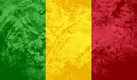 Grunge-style flag of Guinea on a transparent backgroundのイラスト素材
