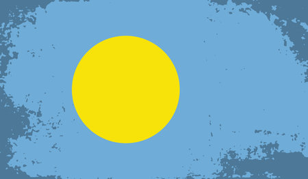 Palau national flag created in grunge styleのイラスト素材