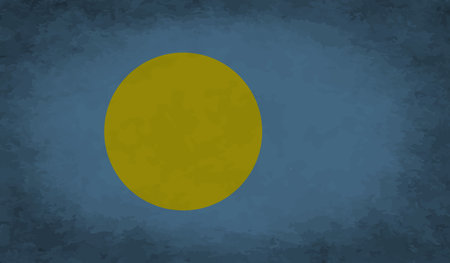 Palau national flag created in grunge styleのイラスト素材