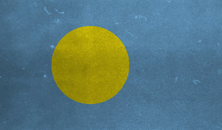 Palau national flag created in grunge styleの写真素材